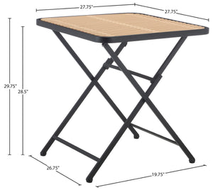 Meridian Furniture Marilla Foldable Outdoor Dining Table with Iron Frame and Slatted Polypropylene Weather Top Black / Natural 55012Black-T