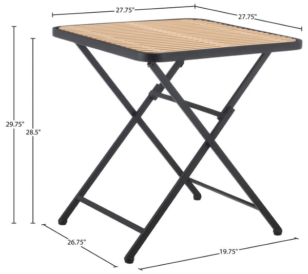 Meridian Furniture Marilla Foldable Outdoor Dining Table with Iron Frame and Slatted Polypropylene Weather Top Black / Natural 55012Black-T