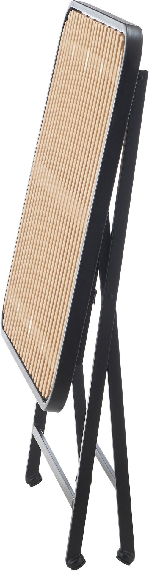 Meridian Furniture Marilla Foldable Outdoor Dining Table with Iron Frame and Slatted Polypropylene Weather Top Black / Natural 55012Black-T