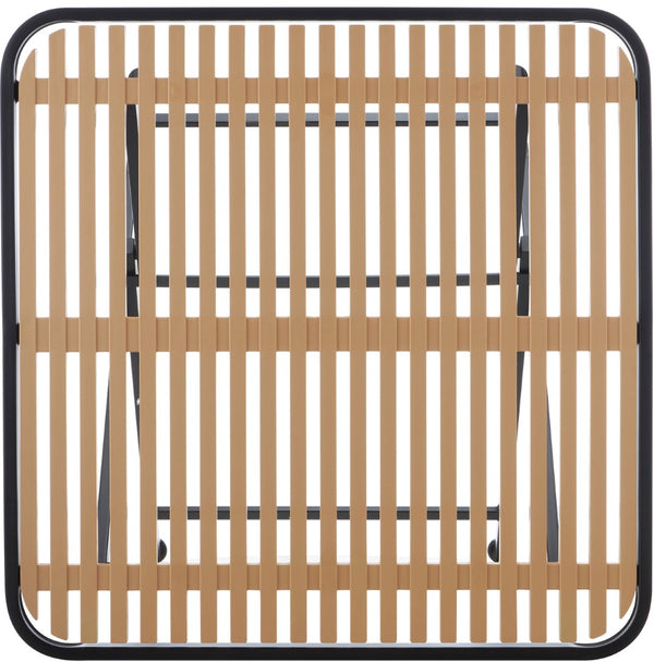 Meridian Furniture Marilla Foldable Outdoor Dining Table with Iron Frame and Slatted Polypropylene Weather Top Black / Natural 55012Black-T