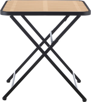 Meridian Furniture Marilla Foldable Outdoor Dining Table with Iron Frame and Slatted Polypropylene Weather Top Black / Natural 55012Black-T