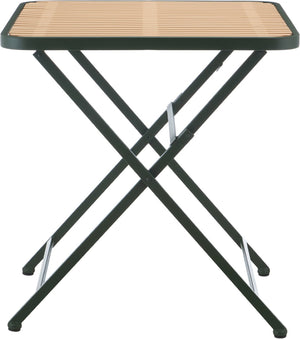 Meridian Furniture Marilla Foldable Outdoor Dining Table with Iron Frame and Slatted Polypropylene Weather Top Black / Natural 55012Black-T