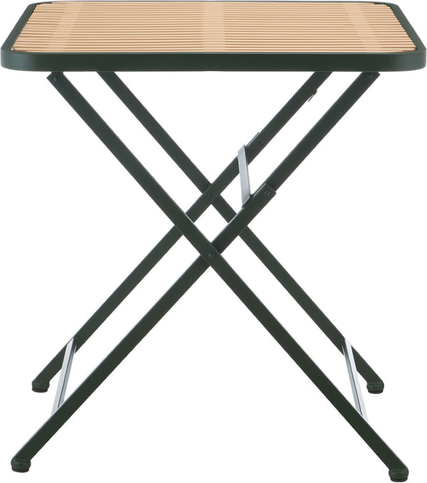 Meridian Furniture Marilla Foldable Outdoor Dining Table with Iron Frame and Slatted Polypropylene Weather Top Black / Natural 55012Black-T