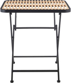 Meridian Furniture Marilla Foldable Outdoor Dining Table with Iron Frame and Slatted Polypropylene Weather Top Black / Natural 55012Black-T