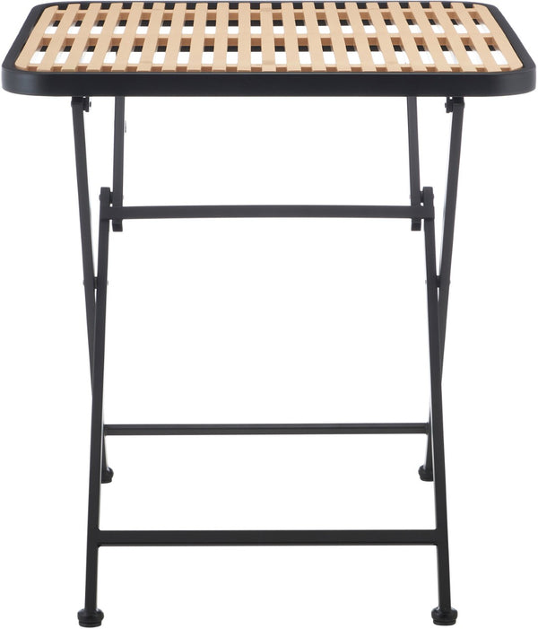 Meridian Furniture Marilla Foldable Outdoor Dining Table with Iron Frame and Slatted Polypropylene Weather Top Black / Natural 55012Black-T