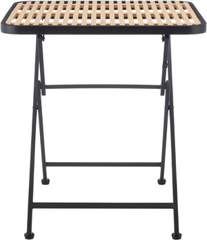 Meridian Furniture Marilla Foldable Outdoor Dining Table with Iron Frame and Slatted Polypropylene Weather Top Black / Natural 55012Black-T