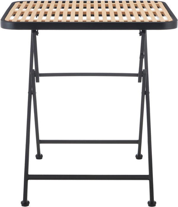 Meridian Furniture Marilla Foldable Outdoor Dining Table with Iron Frame and Slatted Polypropylene Weather Top Black / Natural 55012Black-T