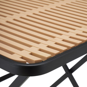 Meridian Furniture Marilla Foldable Outdoor Dining Table with Iron Frame and Slatted Polypropylene Weather Top Black / Natural 55012Black-T