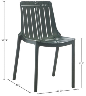 Meridian Furniture Marilla Stackable Polypropylene Outdoor Dining Chair Uv Resistant Modern Patio Seating Green 55012Green-C