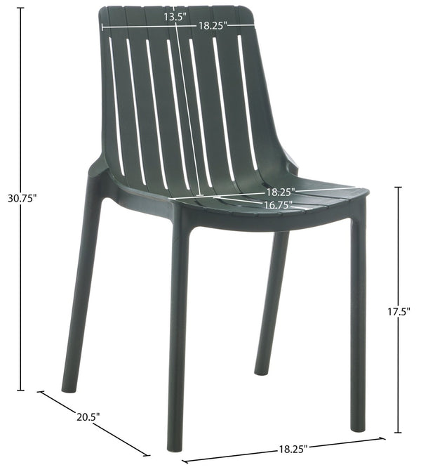 Meridian Furniture Marilla Stackable Polypropylene Outdoor Dining Chair Uv Resistant Modern Patio Seating Green 55012Green-C