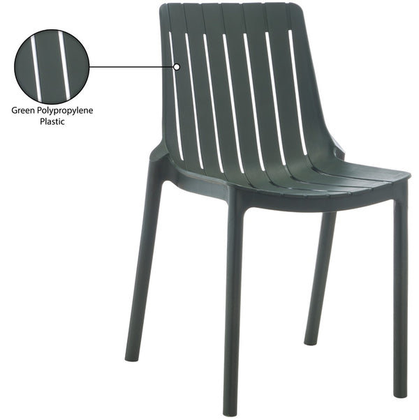 Meridian Furniture Marilla Stackable Polypropylene Outdoor Dining Chair Uv Resistant Modern Patio Seating Green 55012Green-C