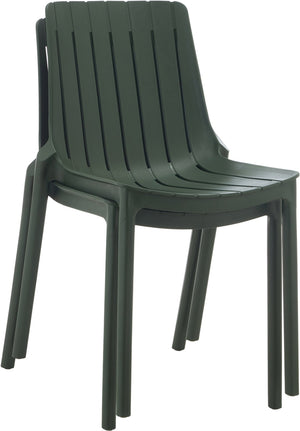Meridian Furniture Marilla Stackable Polypropylene Outdoor Dining Chair Uv Resistant Modern Patio Seating Green 55012Green-C