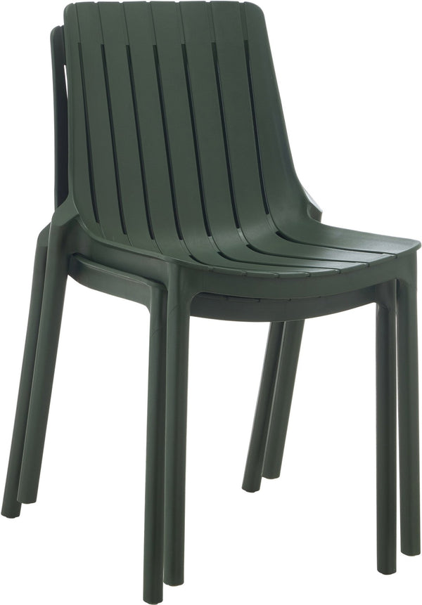 Meridian Furniture Marilla Stackable Polypropylene Outdoor Dining Chair Uv Resistant Modern Patio Seating Green 55012Green-C