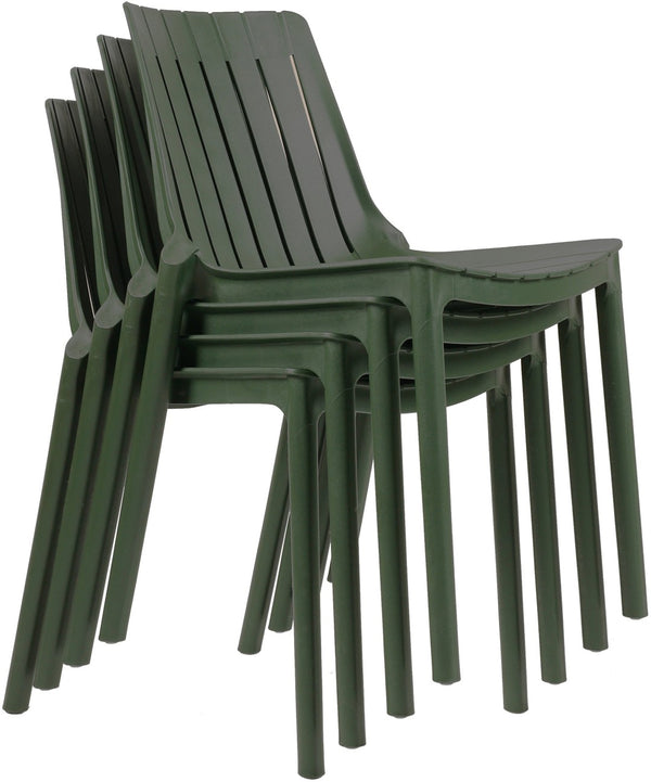 Meridian Furniture Marilla Stackable Polypropylene Outdoor Dining Chair Uv Resistant Modern Patio Seating Green 55012Green-C