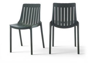 Meridian Furniture Marilla Stackable Polypropylene Outdoor Dining Chair Uv Resistant Modern Patio Seating Green 55012Green-C