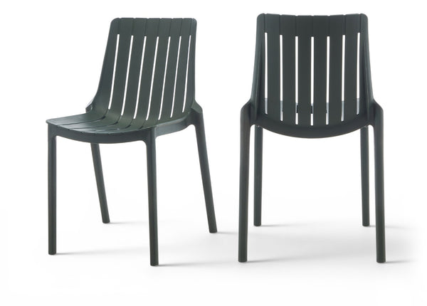 Meridian Furniture Marilla Stackable Polypropylene Outdoor Dining Chair Uv Resistant Modern Patio Seating Green 55012Green-C