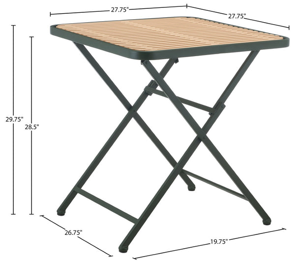Meridian Furniture Marilla Foldable Outdoor Dining Table with Iron Frame and Slatted Polypropylene Weather Top Green / Natural 55012Green-T