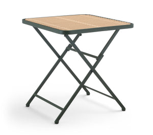 Meridian Furniture Marilla Foldable Outdoor Dining Table with Iron Frame and Slatted Polypropylene Weather Top Green / Natural 55012Green-T