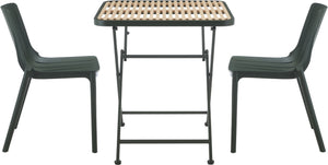 Meridian Furniture Marilla Foldable Outdoor Dining Table with Iron Frame and Slatted Polypropylene Weather Top Green / Natural 55012Green-T