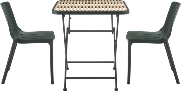 Meridian Furniture Marilla Foldable Outdoor Dining Table with Iron Frame and Slatted Polypropylene Weather Top Green / Natural 55012Green-T