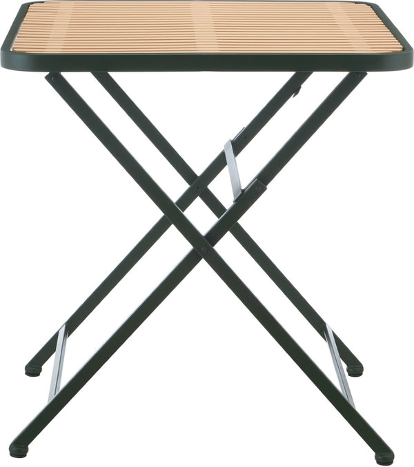 Meridian Furniture Marilla Foldable Outdoor Dining Table with Iron Frame and Slatted Polypropylene Weather Top Green / Natural 55012Green-T