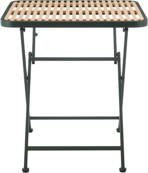 Meridian Furniture Marilla Foldable Outdoor Dining Table with Iron Frame and Slatted Polypropylene Weather Top Green / Natural 55012Green-T