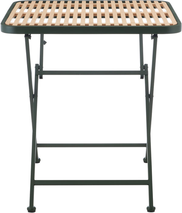 Meridian Furniture Marilla Foldable Outdoor Dining Table with Iron Frame and Slatted Polypropylene Weather Top Green / Natural 55012Green-T