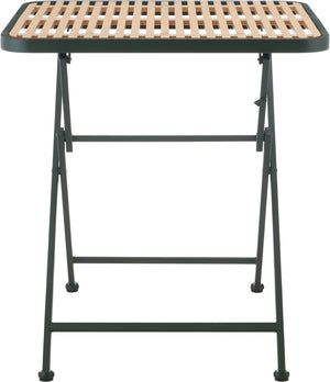 Meridian Furniture Marilla Foldable Outdoor Dining Table with Iron Frame and Slatted Polypropylene Weather Top Green / Natural 55012Green-T