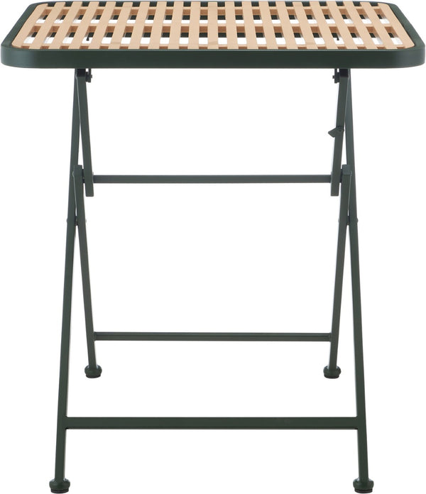 Meridian Furniture Marilla Foldable Outdoor Dining Table with Iron Frame and Slatted Polypropylene Weather Top Green / Natural 55012Green-T