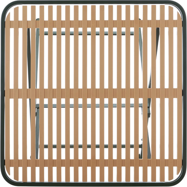 Meridian Furniture Marilla Foldable Outdoor Dining Table with Iron Frame and Slatted Polypropylene Weather Top Green / Natural 55012Green-T