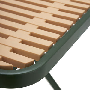 Meridian Furniture Marilla Foldable Outdoor Dining Table with Iron Frame and Slatted Polypropylene Weather Top Green / Natural 55012Green-T