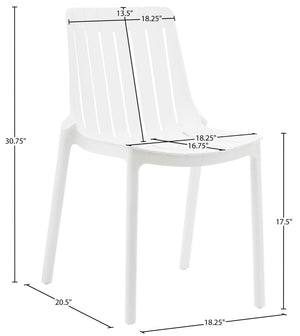 Meridian Furniture Marilla Stackable Polypropylene Outdoor Dining Chair Uv Resistant Modern Patio Seating White 55012White-C