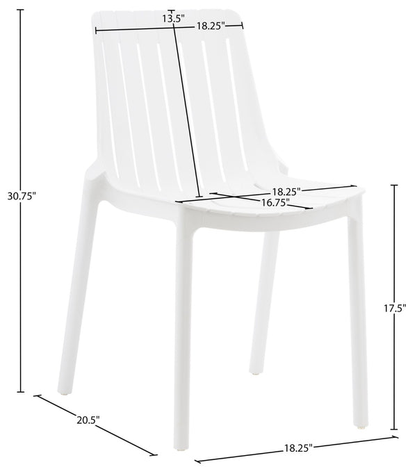 Meridian Furniture Marilla Stackable Polypropylene Outdoor Dining Chair Uv Resistant Modern Patio Seating White 55012White-C