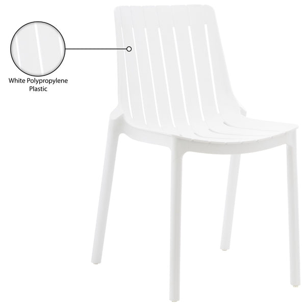 Meridian Furniture Marilla Stackable Polypropylene Outdoor Dining Chair Uv Resistant Modern Patio Seating White 55012White-C