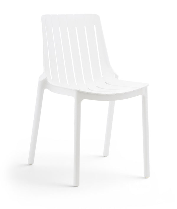 Meridian Furniture Marilla Stackable Polypropylene Outdoor Dining Chair Uv Resistant Modern Patio Seating White 55012White-C