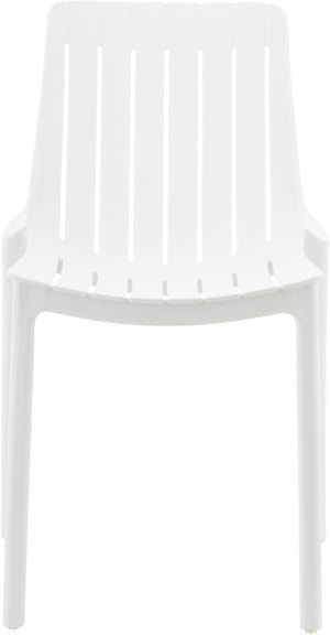 Meridian Furniture Marilla Stackable Polypropylene Outdoor Dining Chair Uv Resistant Modern Patio Seating White 55012White-C