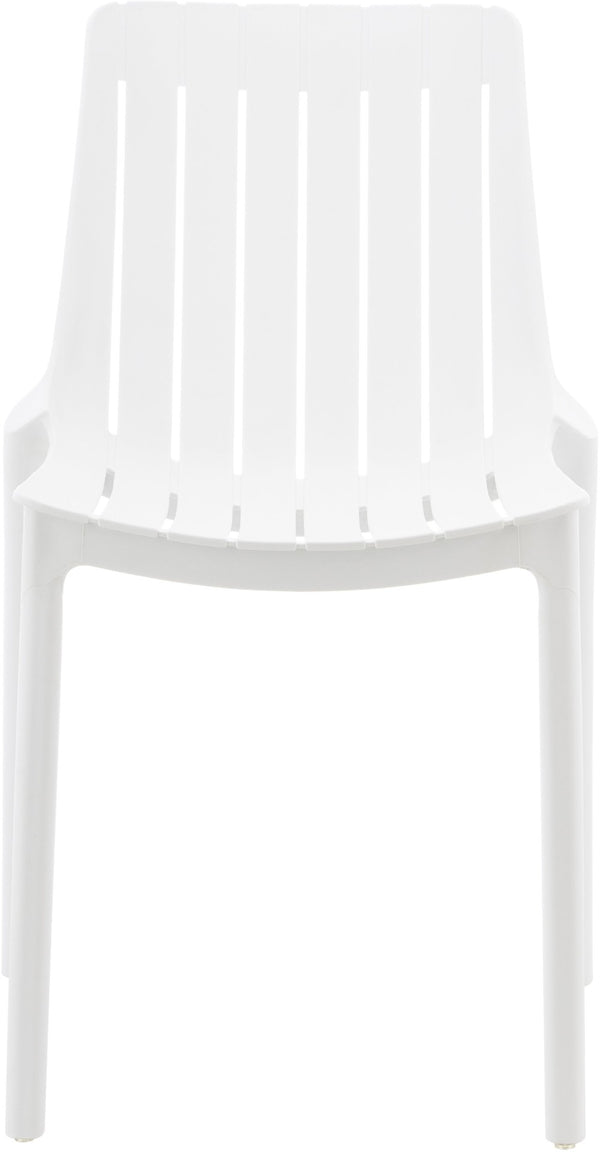 Meridian Furniture Marilla Stackable Polypropylene Outdoor Dining Chair Uv Resistant Modern Patio Seating White 55012White-C