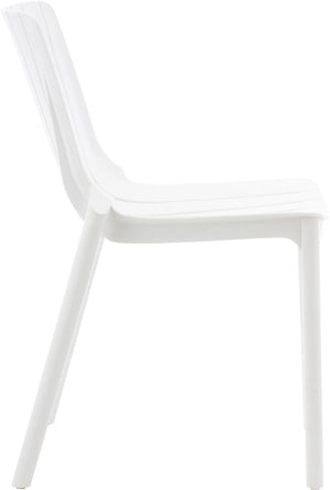 Meridian Furniture Marilla Stackable Polypropylene Outdoor Dining Chair Uv Resistant Modern Patio Seating White 55012White-C