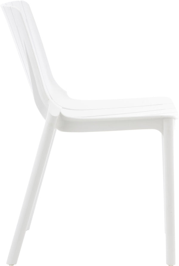 Meridian Furniture Marilla Stackable Polypropylene Outdoor Dining Chair Uv Resistant Modern Patio Seating White 55012White-C
