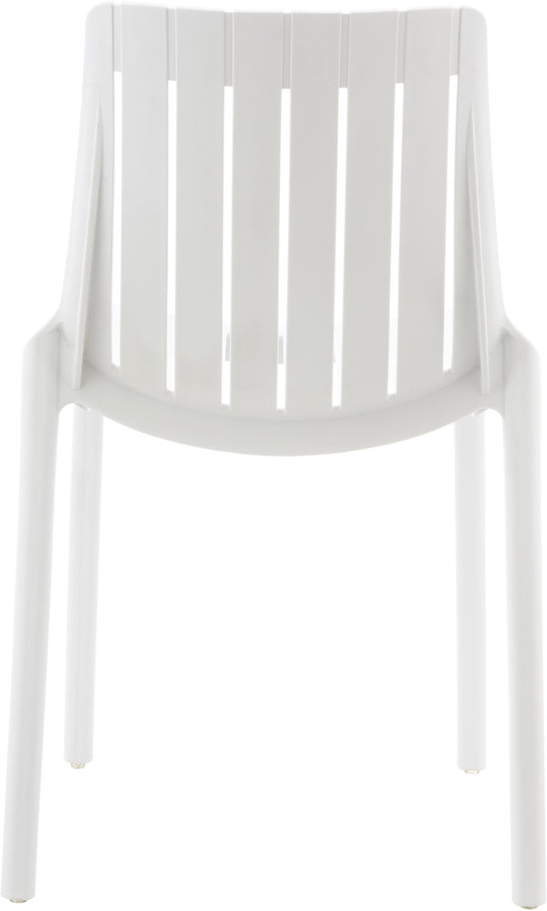 Meridian Furniture Marilla Stackable Polypropylene Outdoor Dining Chair Uv Resistant Modern Patio Seating White 55012White-C