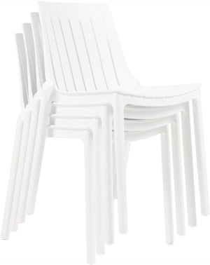 Meridian Furniture Marilla Stackable Polypropylene Outdoor Dining Chair Uv Resistant Modern Patio Seating White 55012White-C