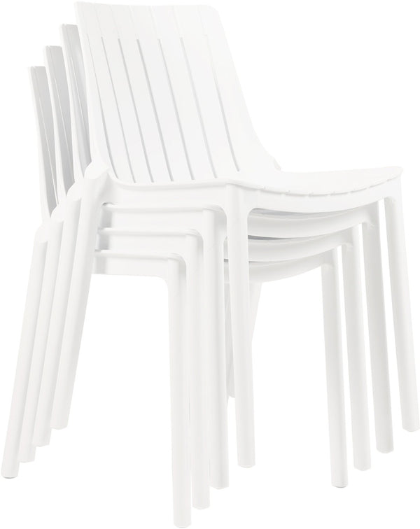 Meridian Furniture Marilla Stackable Polypropylene Outdoor Dining Chair Uv Resistant Modern Patio Seating White 55012White-C