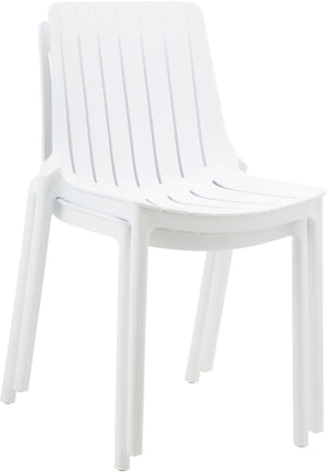 Meridian Furniture Marilla Stackable Polypropylene Outdoor Dining Chair Uv Resistant Modern Patio Seating White 55012White-C