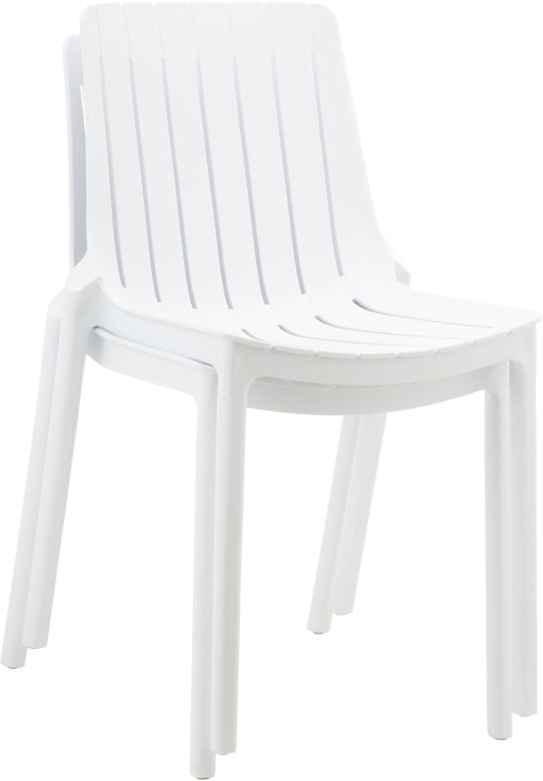 Meridian Furniture Marilla Stackable Polypropylene Outdoor Dining Chair Uv Resistant Modern Patio Seating White 55012White-C