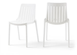 Meridian Furniture Marilla Stackable Polypropylene Outdoor Dining Chair Uv Resistant Modern Patio Seating White 55012White-C