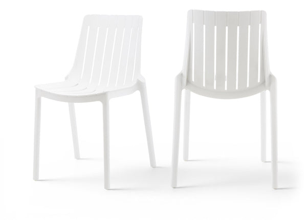 Meridian Furniture Marilla Stackable Polypropylene Outdoor Dining Chair Uv Resistant Modern Patio Seating White 55012White-C