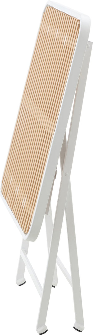 Meridian Furniture Marilla Foldable Outdoor Dining Table with Iron Frame and Slatted Polypropylene Weather Top White / Natural 55012White-T