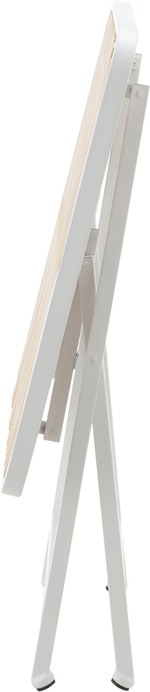 Meridian Furniture Marilla Foldable Outdoor Dining Table with Iron Frame and Slatted Polypropylene Weather Top White / Natural 55012White-T