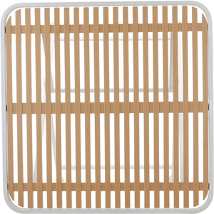 Meridian Furniture Marilla Foldable Outdoor Dining Table with Iron Frame and Slatted Polypropylene Weather Top White / Natural 55012White-T