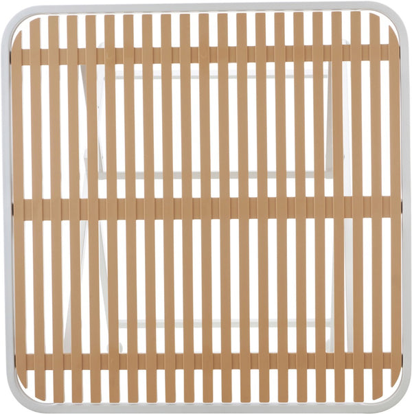Meridian Furniture Marilla Foldable Outdoor Dining Table with Iron Frame and Slatted Polypropylene Weather Top White / Natural 55012White-T